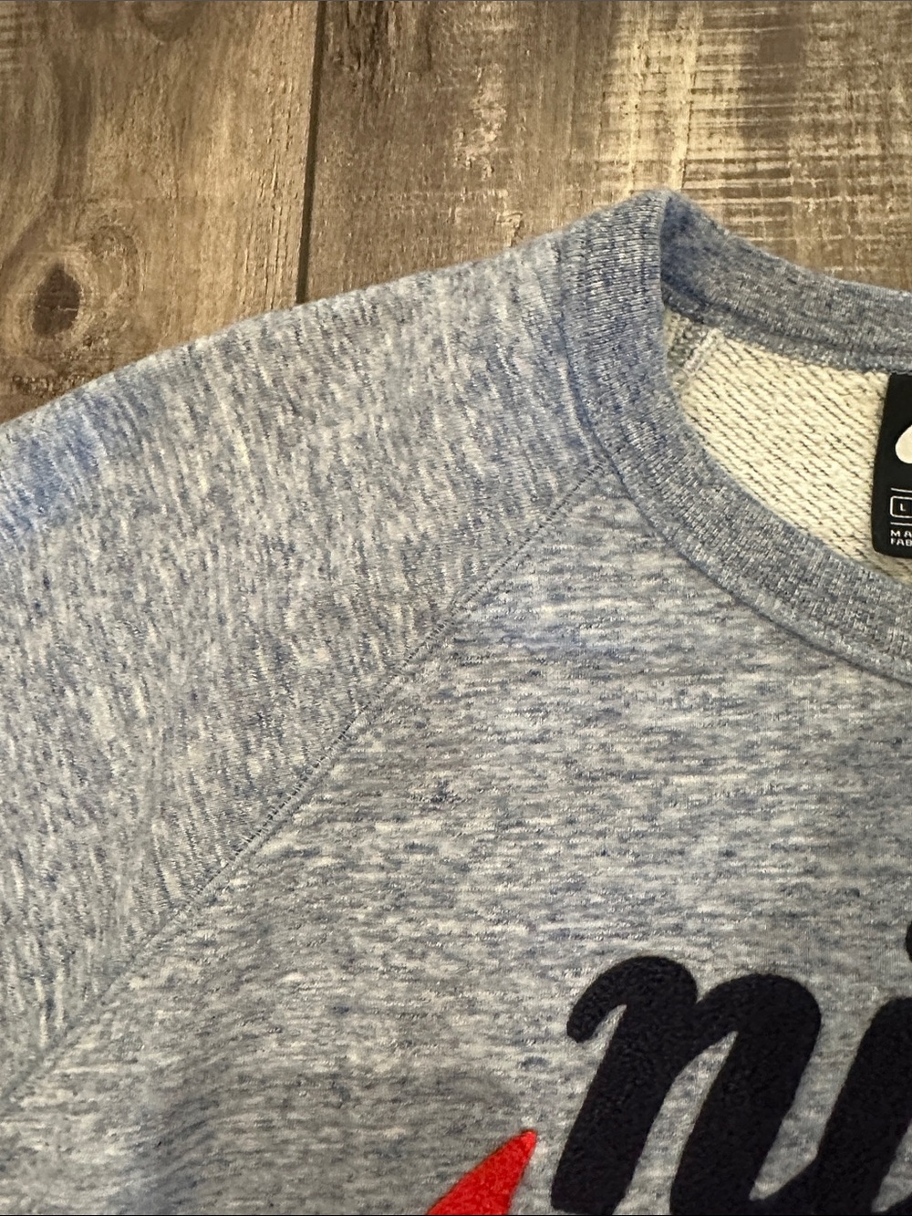 Nike BlueCrewneck Sweatshirt with Red Swoosh - Picture 5 of 8